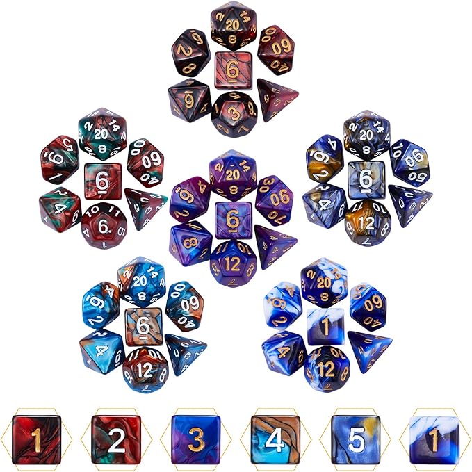 DND Dice Set, 20 X 7 Polyhedral Dice Two-Color - Image 2