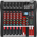 6 Channel Audio Mixer, Professional Music Mixer Board DJ Mixing Console by FULODE
