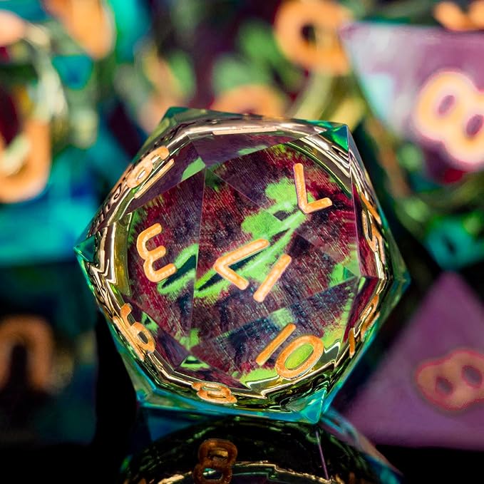Magic Golden Ring DND Dice Set Sharp Edge Red Gaze Eye Resin Dice - Image 3