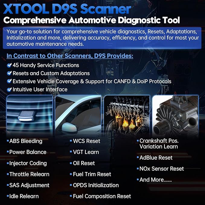 XTOOL D9S Automotive Diagnostic Tool, Wireless OBD2 Scanner - Image 6