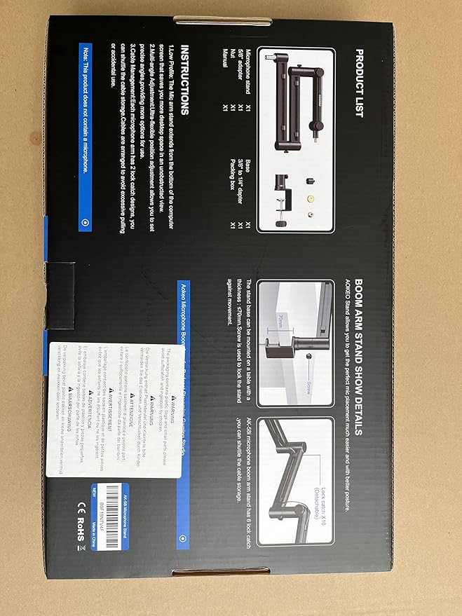 Microphone Arm, Aokeo AK-58i Desk Low Profile Mic Boom Arm Stand, Suitable - Image 9