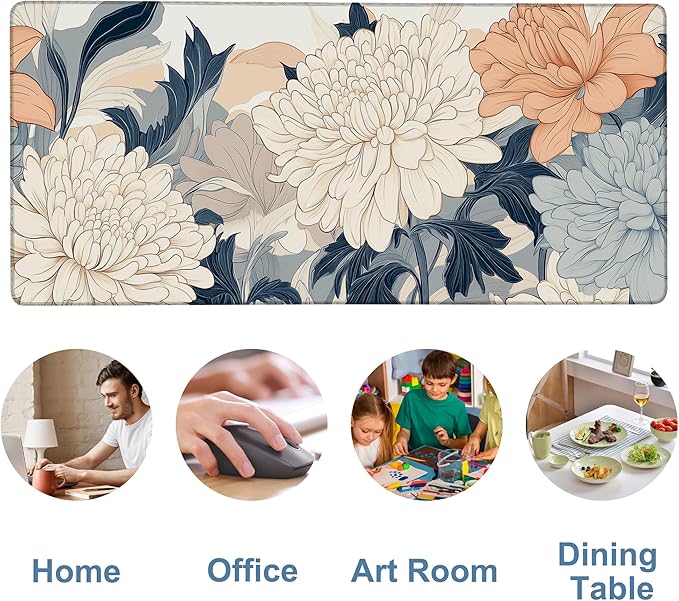 Beautiful Chrysanthemum Gaming Mouse Pad 3mm Thick Stitched Edge Waterproof - Image 5