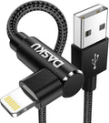 90 Degree iPhone Charging Cable 2Pack 10ft Right Angle Nylon Braided Lightning by Dasku