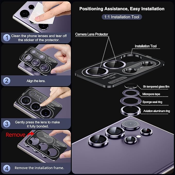 WSKEN for Samsung Galaxy S24 Ultra Camera Lens Protector, Ultra Thin Scratch - Image 6