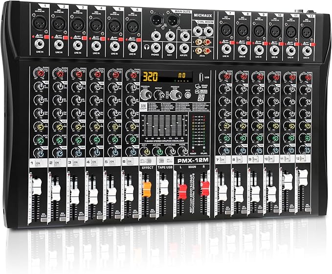 Audio Mixer 12 Channel Professional Mixer Console by MICNAUX