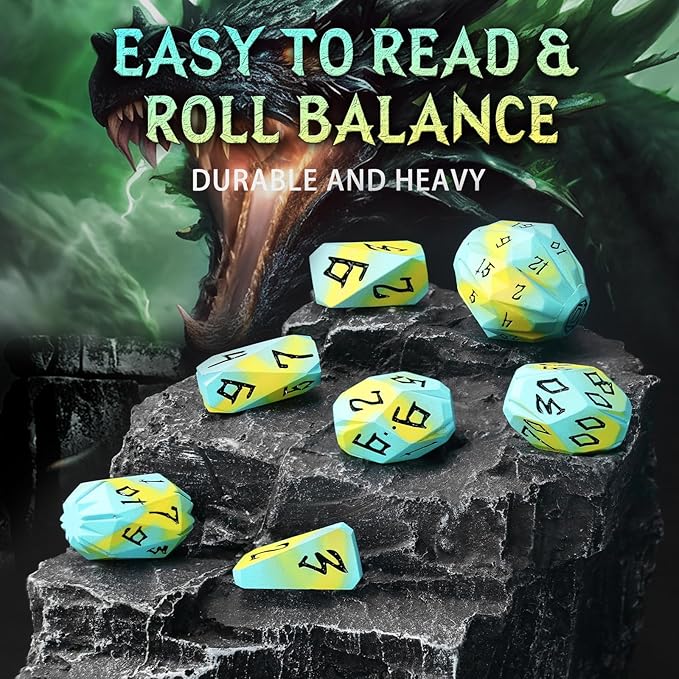 Metal DND Dice Set, Dungeons and Dragons DND Dice of 7 RPG Dice Set Metal - Image 5