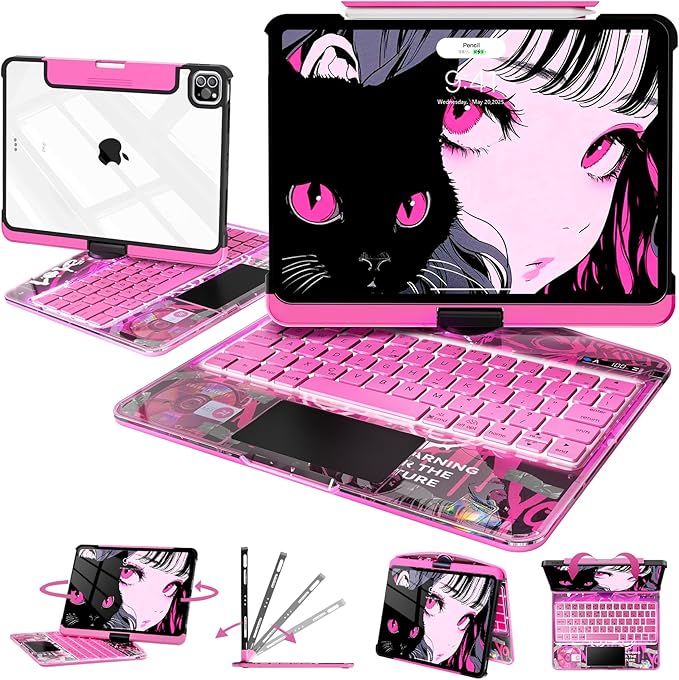 Intermerge for iPad 9th 10.2 inch Keyboard Case, 360° Transparent Multi-Touch - Image 9