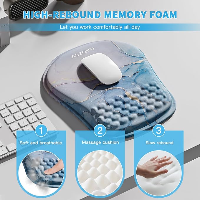 Mouse Pad with Wrist Rest, Ergonomic Mousepads with Wrist Support, Soft Lycra - Image 3