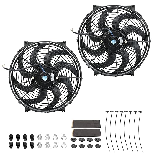 2PCS 14 Inch Universal Slim Fan Push Pull Electric Radiator Cooling Fan Mount - Image 8