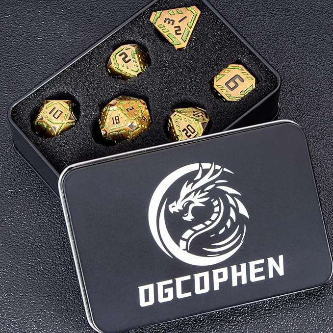 Metal DND Sci-fi Dice Set 7PCS Stripe Polyhedral Dice - Image 7