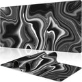 Black and White Marble Desk Mat, Large Marble Ink Texture Gaming Keyboard Mouse by NIYLYNSYN