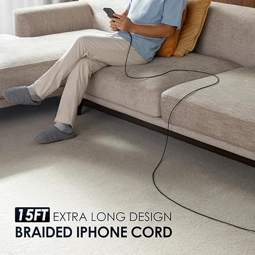Extra Long iPhone Charger Cord 15FT 2Pack, Apple MFi Certified USB A to - Image 7