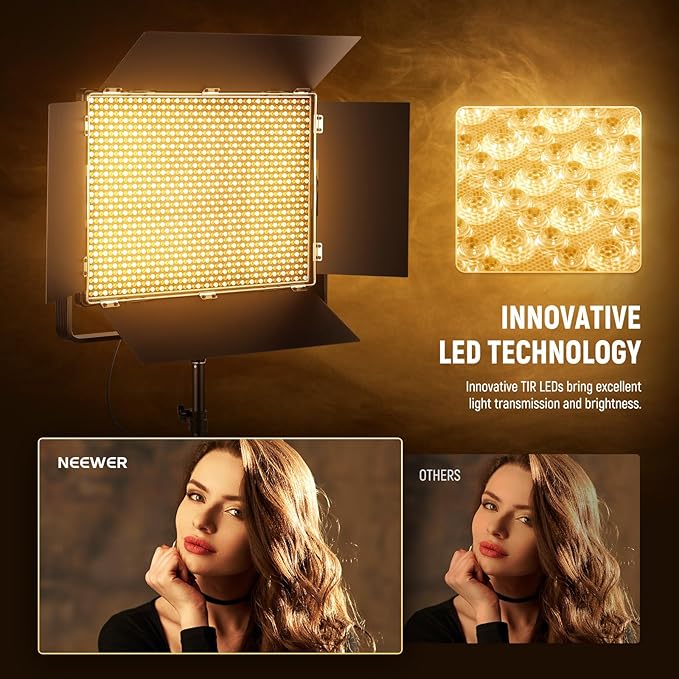 NEEWER 150W Bi Color LED Panel Video Light Kit, 1440 LEDs 49500Lux@0.5m - Image 2