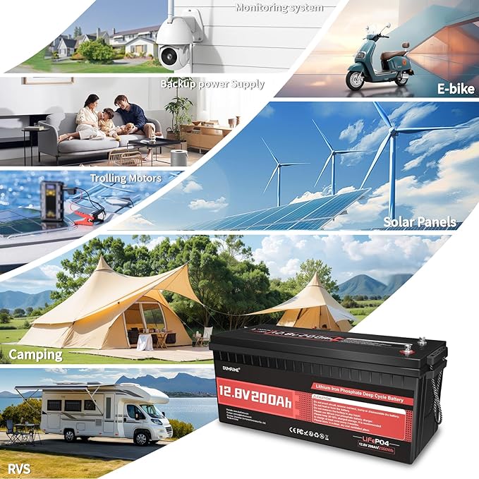 12V 200Ah LiFePO4 Lithium Battery, 200A BMS, Max.2560W Load Power, 15000+ Deep - Image 4