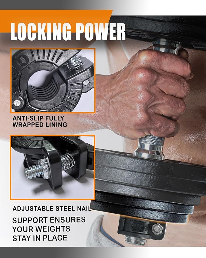 MAXRICH T Barbell Clamp 1 inch Multiple Sizes & Adjustable Weight Clips - Image 3