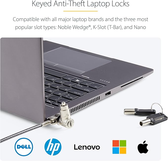 StarTech.com 25-Pack Universal Laptop Lock 6.6ft, Keyed Alike Security Cable - Image 2