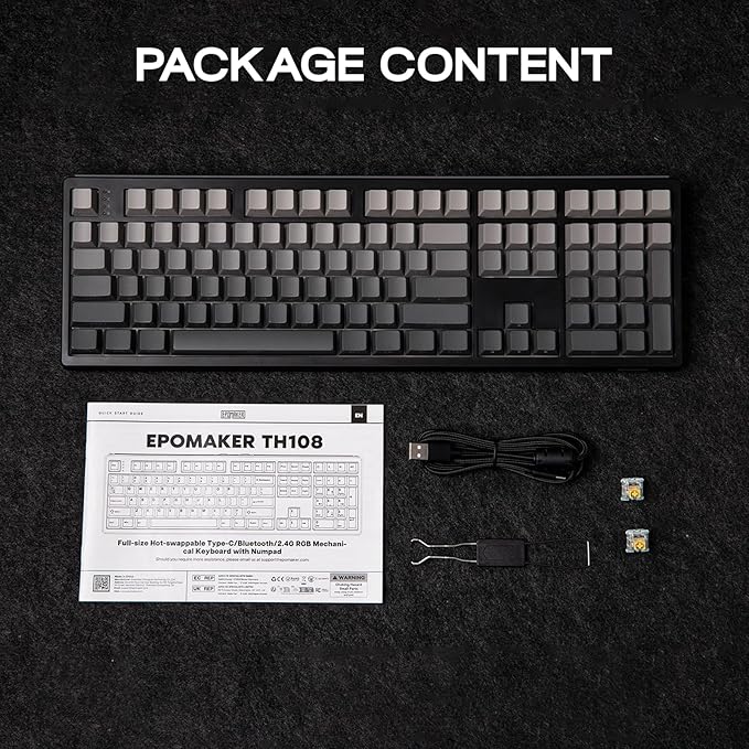 EPOMAKER TH108 Full Size Mechanical Keyboard, Wireless Gaming Keyboard - Image 9