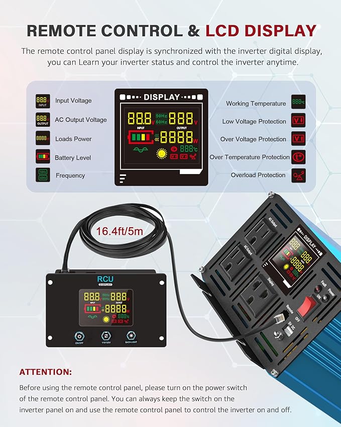 2000 Watt Inverter Pure Sine Wave DC 12V to 110V AC Power Inverters - Image 4