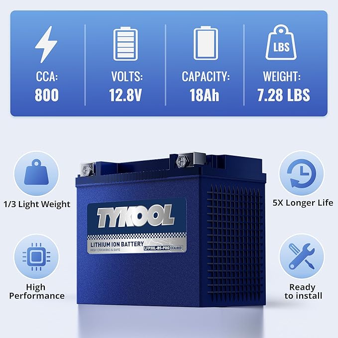 TYKOOL YIX30L/YTX30L-BS High Performance LiFePO4 Lithium Motorcycle Battery - Image 5