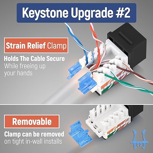 Everest 45° Angled RJ45 Cat5e Keystone Jacks 50-Pack in Black - Image 4