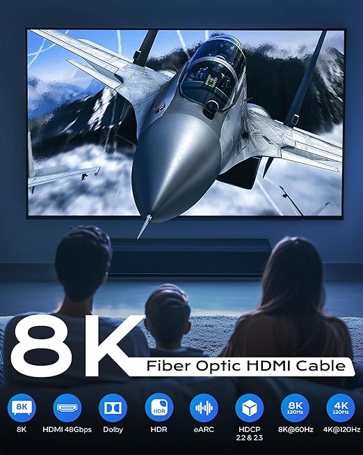 8K Fiber Optic HDMI Cable Long 50FT CL2 in Wall - Image 5