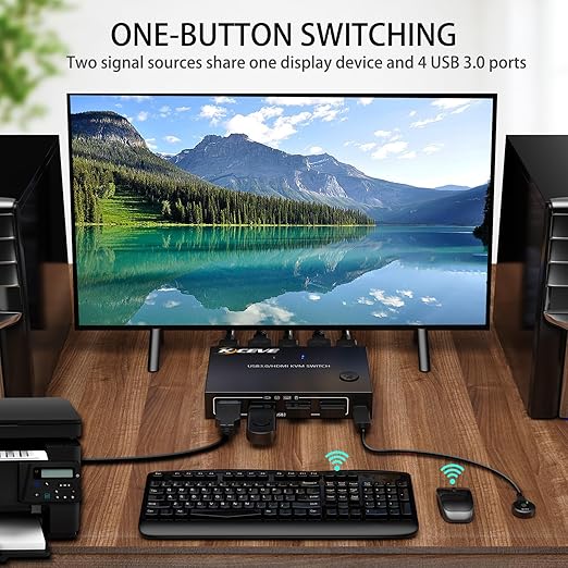HDMI KVM Switch 1 Monitors 2 Computers 4K@60Hz, USB3.0 KVM Switches EDID - Image 4