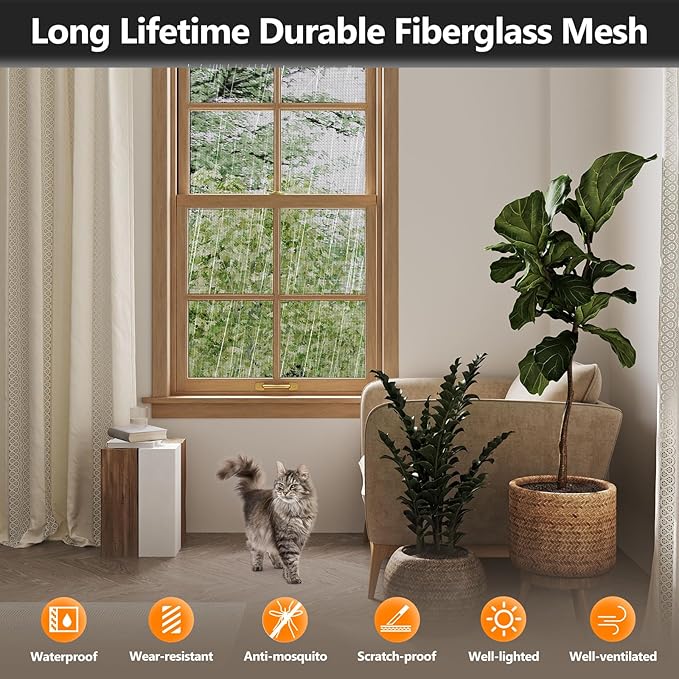 Window Screens Replacement Repair Kit, Durable Fiberglass Mesh Roll - Image 3