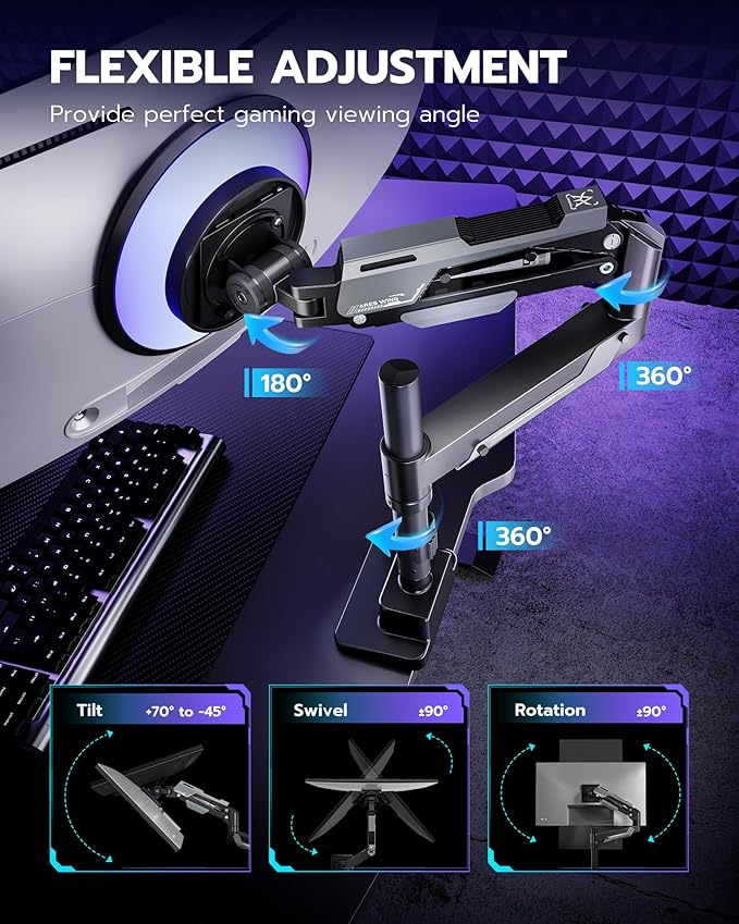ARES WING Single Monitor Mount, Ultrawide Monitor Arm - Image 5