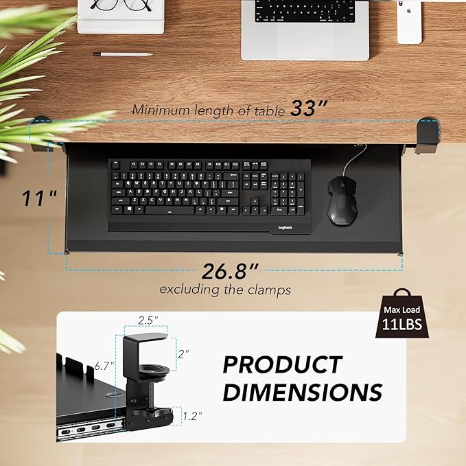 AX WABER Keyboard Tray Under Desk Pull Out - Image 7
