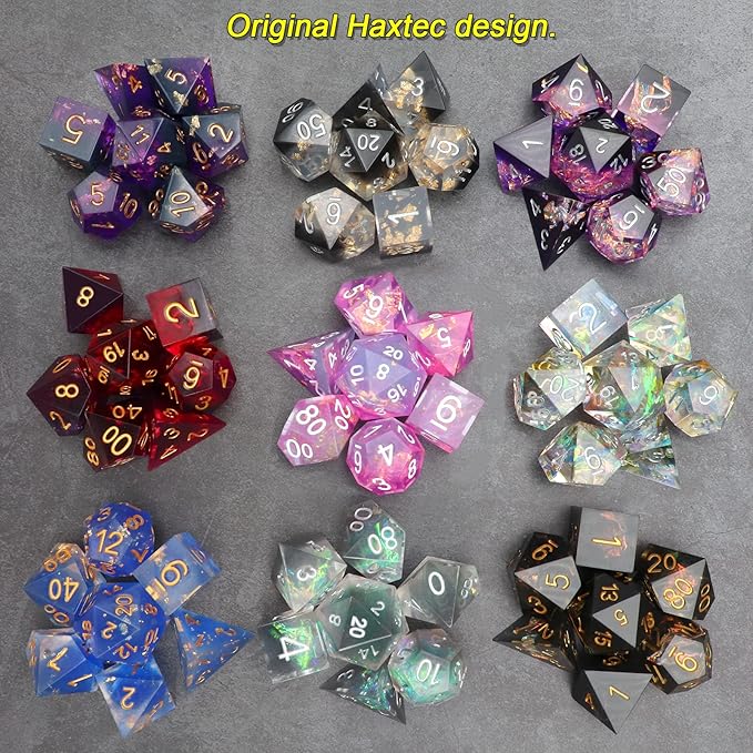 Haxtec Mystery DND Dice Set Sharp Edge Resin Dice - Image 4