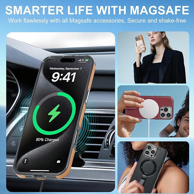 Leather Case, Suitable for iPhone 15 Pro Max Case, Invisible Magnetic Design - Image 3