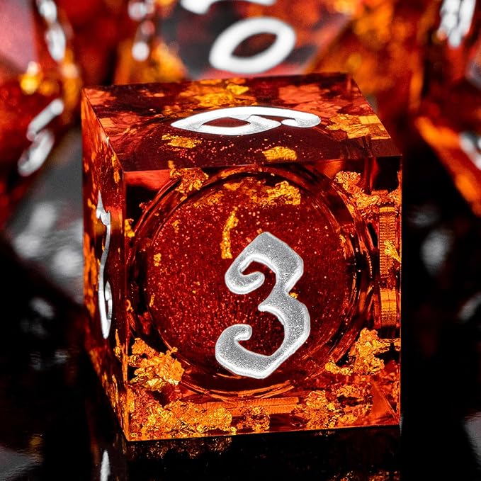 ARUOHHA Liquid Core DND Dice Set, RPG Silver Numbers Red Dungeons Polyhedral by ARUOHHA
