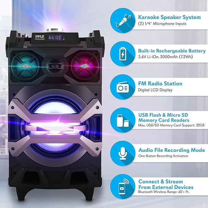 Pyle 500 Watt Portable BT Connectivity Karaoke Speaker System - Image 7