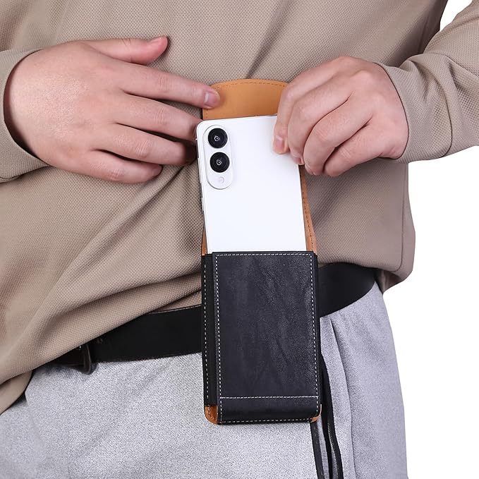 Universal Phone Holster Phone Pouch Case Belt Clip Belt Loops Card Slot Faux - Image 6