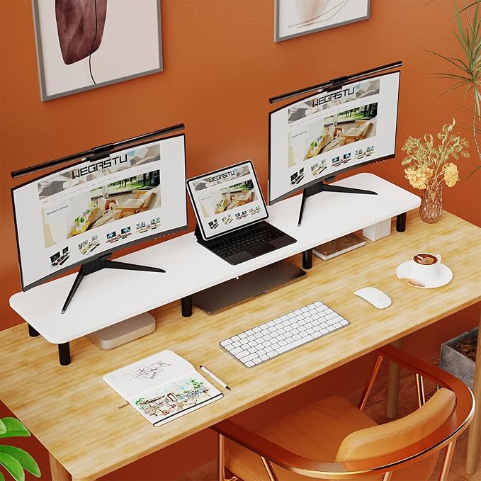 Dual Monitor Stand Riser 43.7 inch Large Extra Long Monitor Stand Riser Wide TV - Image 8