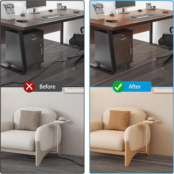 Floor Cord Cover 10ft, Cord Hider Floor Gray Wood, Cable Management Prevent - Image 3