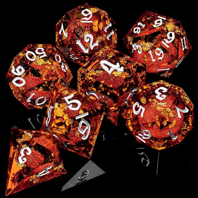 ARUOHHA Liquid Core DND Dice Set, RPG Silver Numbers Red Dungeons Polyhedral - Image 5