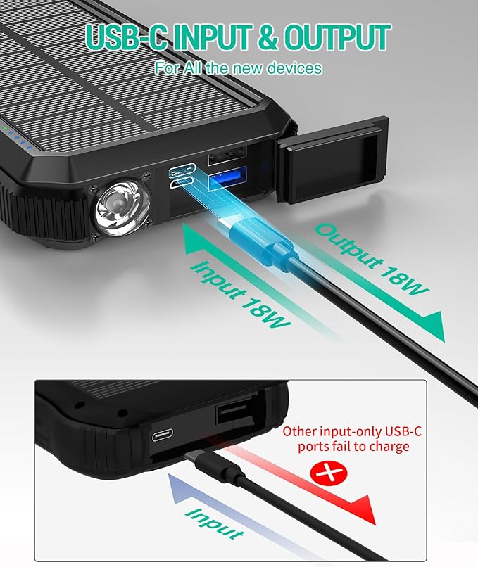 BLAVOR Solar Power Bank, PD18W QC3.0 Fast Charging 10W Wireless Charger - Image 5