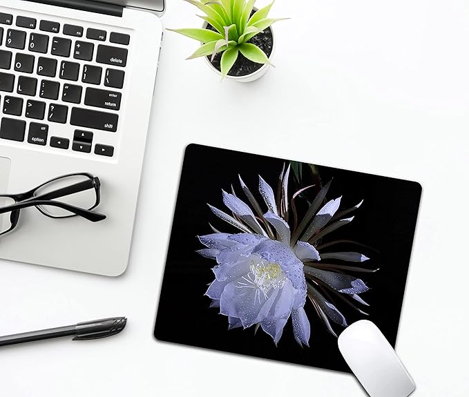 Night Blooming Flower Mouse Pad, Flawless White Flowers Mousepad - Image 5