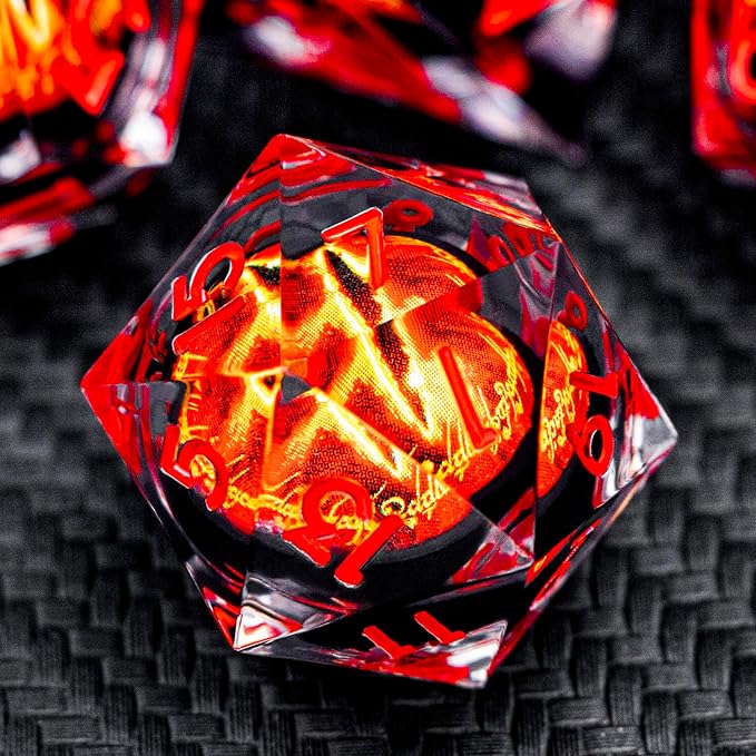 ARUOHHA DND Resin Dice Gazes Eye Dice Liquid Core Red RPG Sharp Edged Dice Set by ARUOHHA