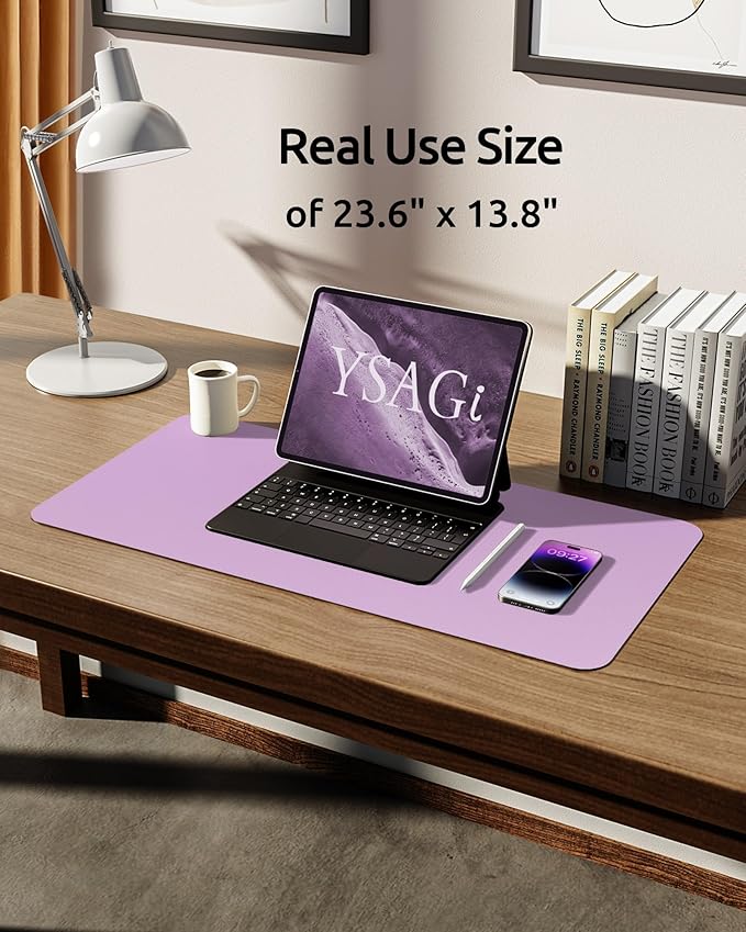 YSAGi Leather Desk Pad Protector, Office Desk Mat, Large Mouse Pad, Non-Slip PU - Image 5