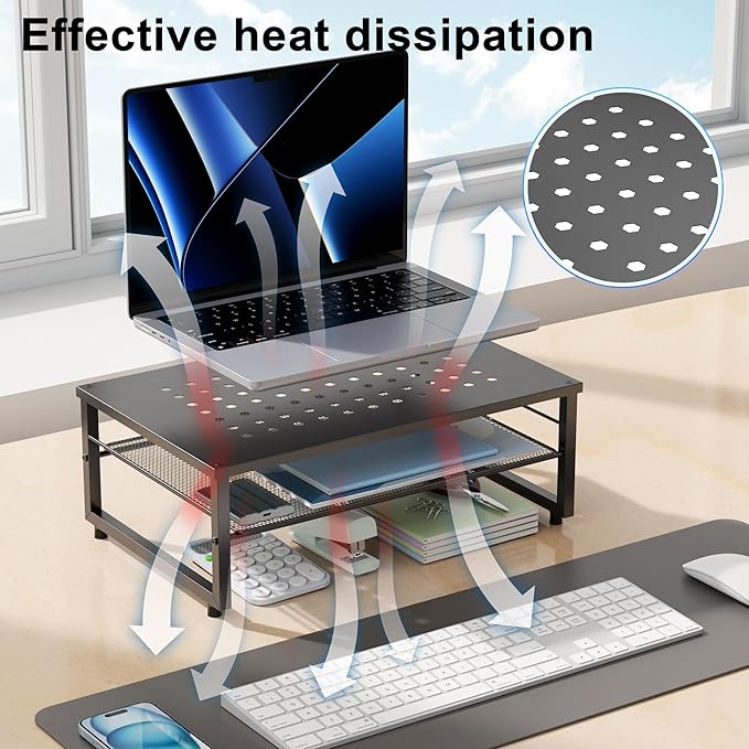gianotter Desk Organizers and Accessories, 2-Tier Metal Monitor Stand Riser - Image 3