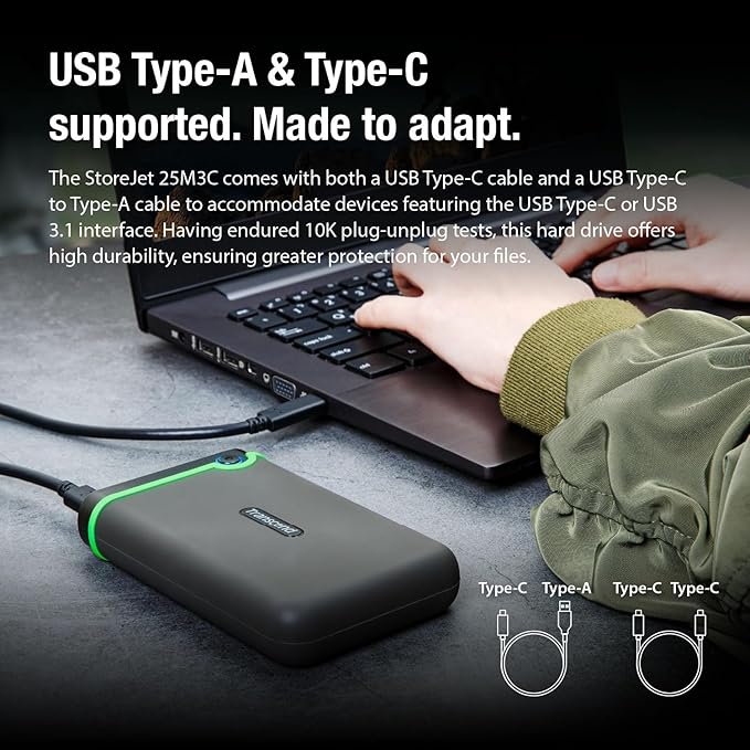 Transcend 4TB SJ25M3C, USB 3.1 Portable Hard Drive Rugged, Anti-Shock Resistant - Image 6