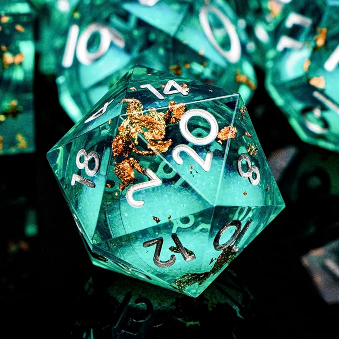 DND Dice Green Liquid Core Dice Set by ORIFANTOU