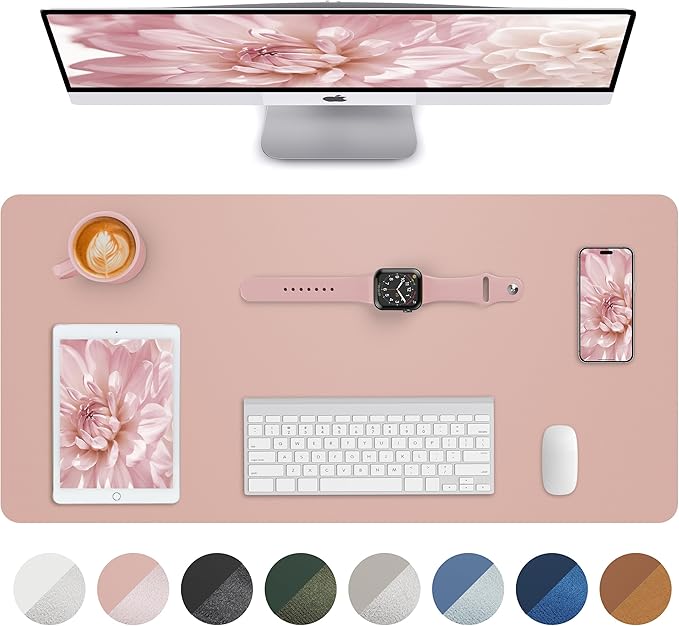 Leather Desk Pad Blotter, Mouse Pad, Office Desk Mat, Non-Slip PU Leather Desk by AFIING
