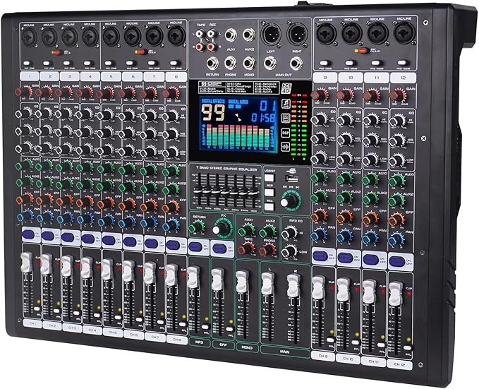 GF12 Multifunction 12 Channel Audio Mixer Stage Performance Mixer Isolated by Doslnlya
