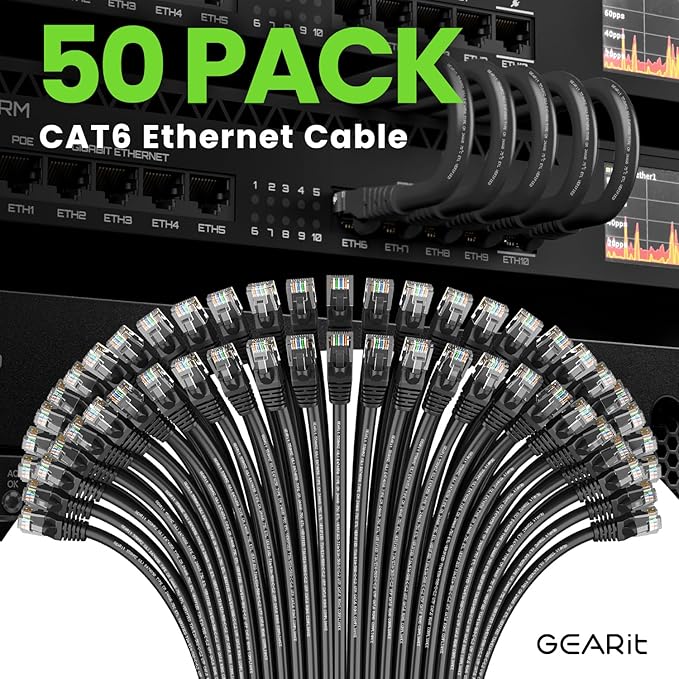 GEARit Cat 6 Ethernet Cable Cat6 Network Patch, Snagless Cord, Internet - Image 2