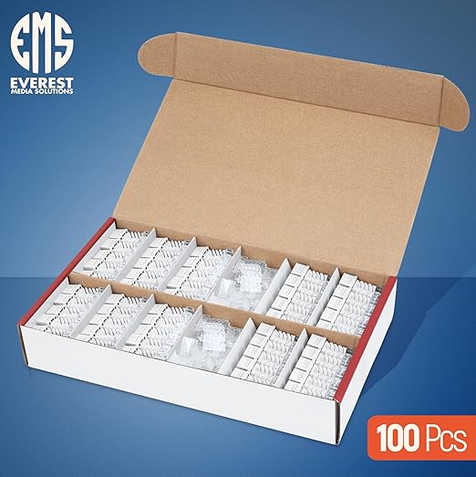 Everest 45° Angled RJ45 Cat6 Keystone Jacks 100-Pack in White - Image 2