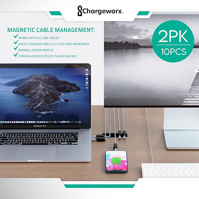 Magnetic Cable Clips – Chargeworx Cord Organizer - Image 2