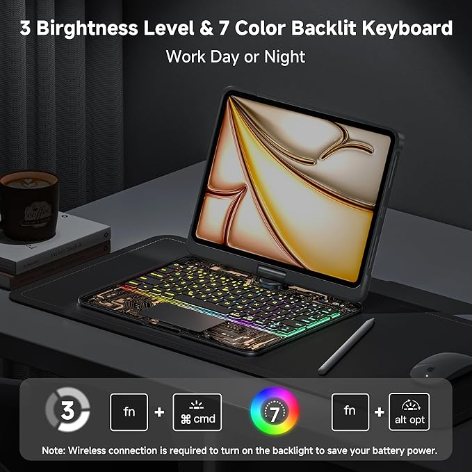 Keyboard Case for 12.9 inch iPad Pro 6/5/4/3rd Gen & 13 inch iPad Air Wireless - Image 5